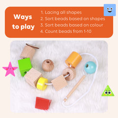 Wooden Lacing Beads Set